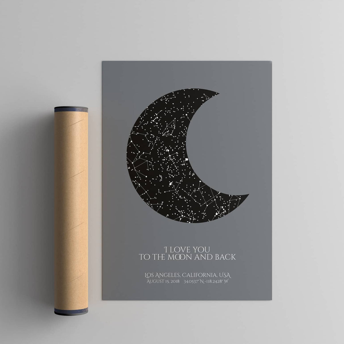 moon-shape custom constellation map poster
