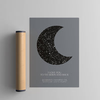 moon-shape custom constellation map poster