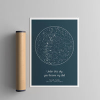 father's day custom blue star map poster