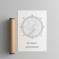 compass night sky star map poster