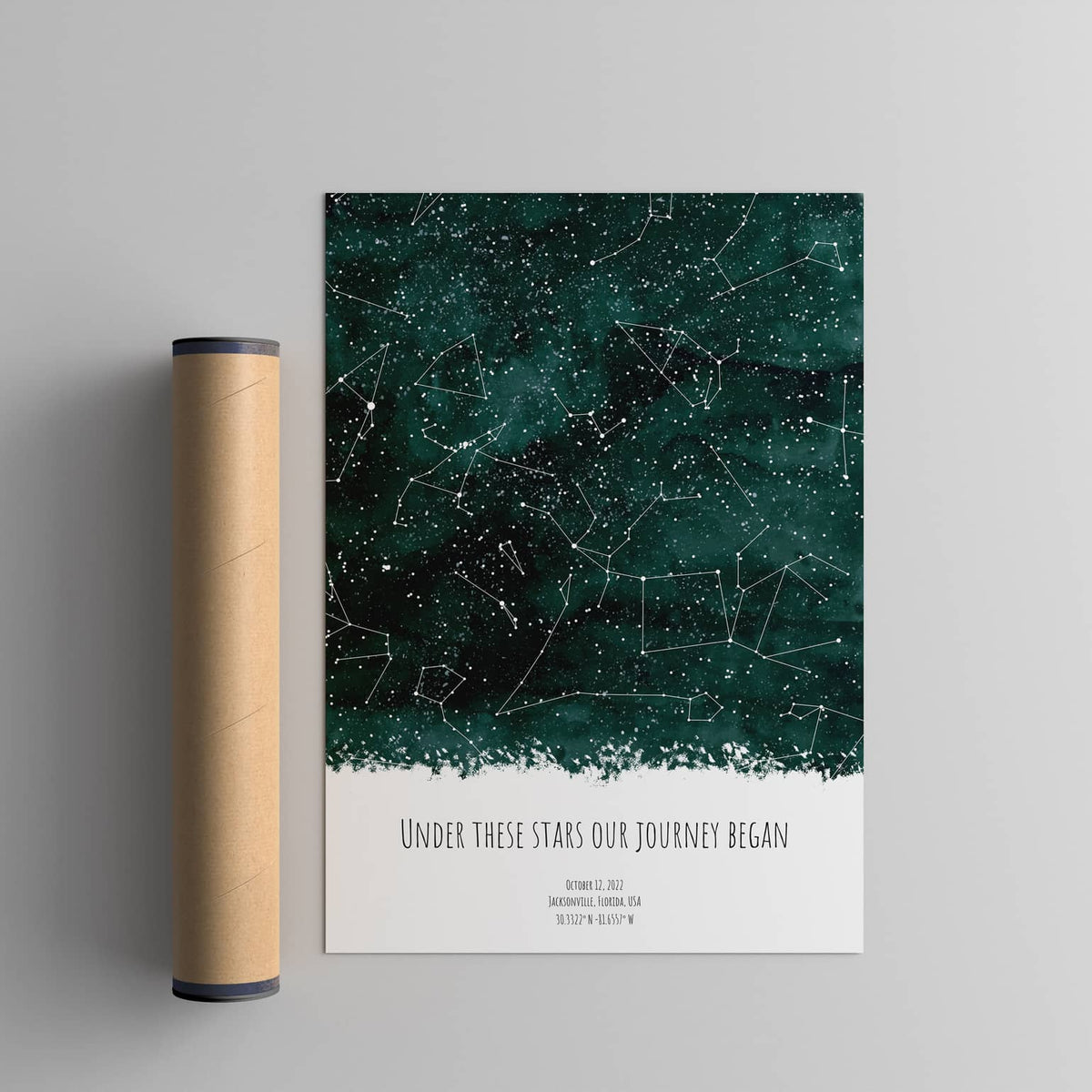 custom green star map poster wall art print