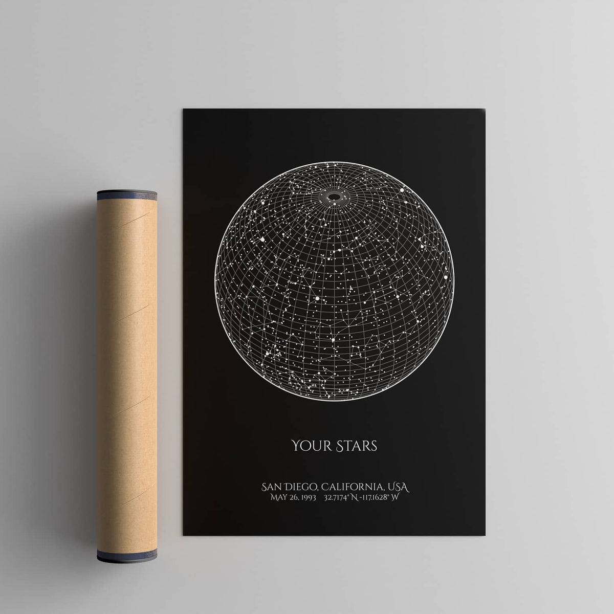 black circle custom night sky star map wall art print