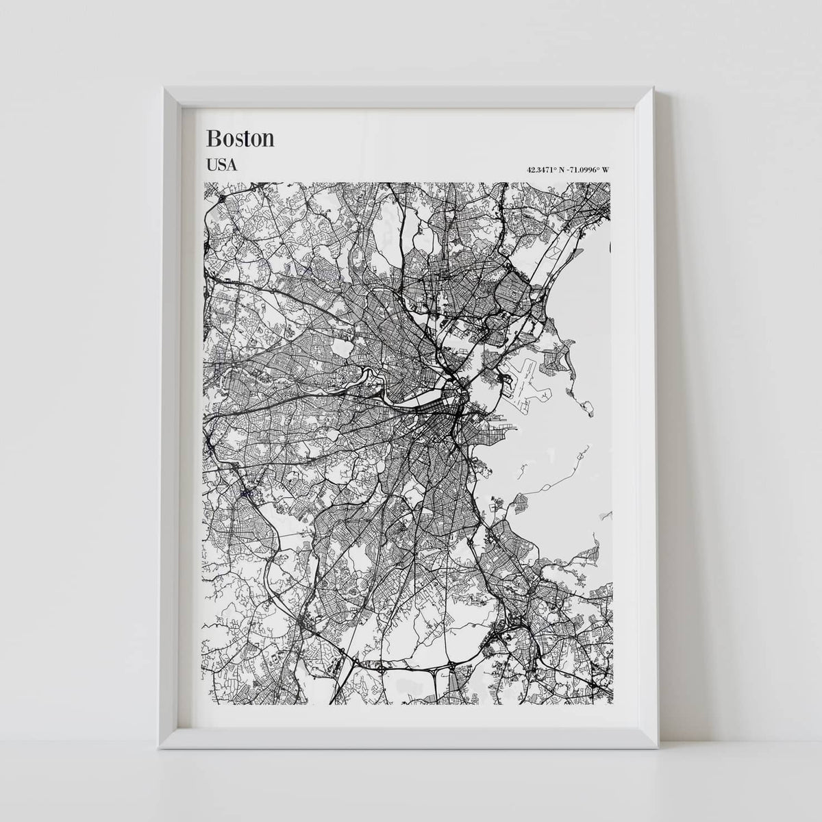 Boston USA custom city map framed poster