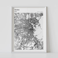 Boston USA custom city map framed poster