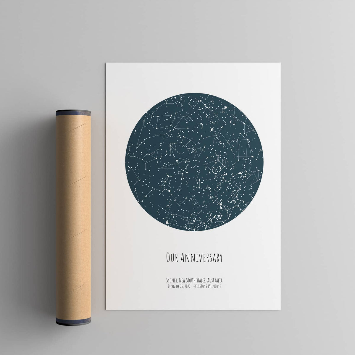 blue circle night sky premium print