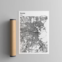Boston USA custom city map print