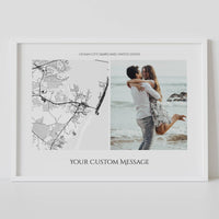 framed custom horizontal city map poster with photo