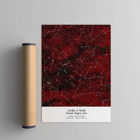 red custom star map wall art print