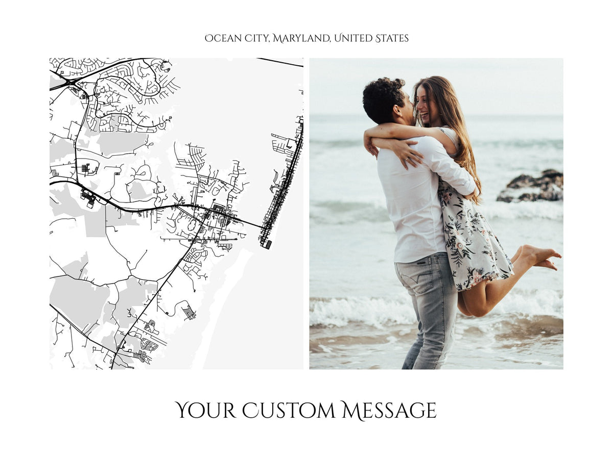 custom horizontal city map print with photo