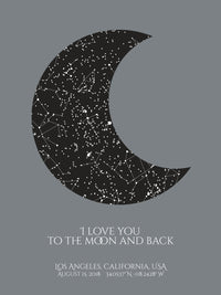 Night sky poster, with a personalized quote "I love you to the moon and back"