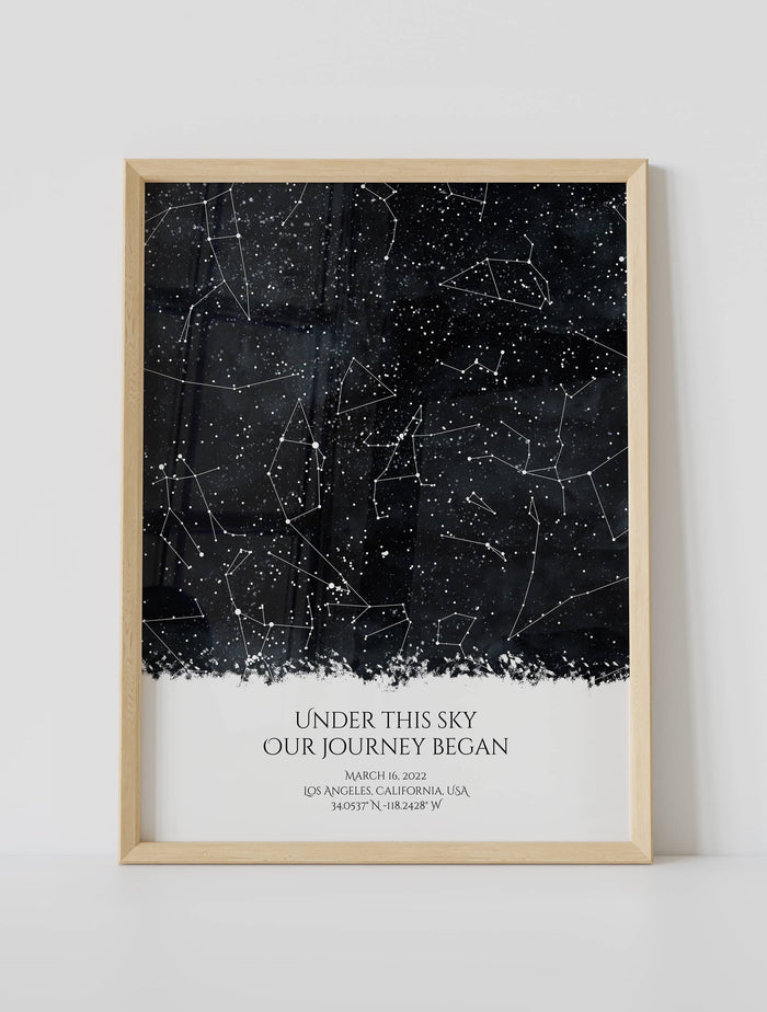 "Our journey began under this sky" Framed star map poster
