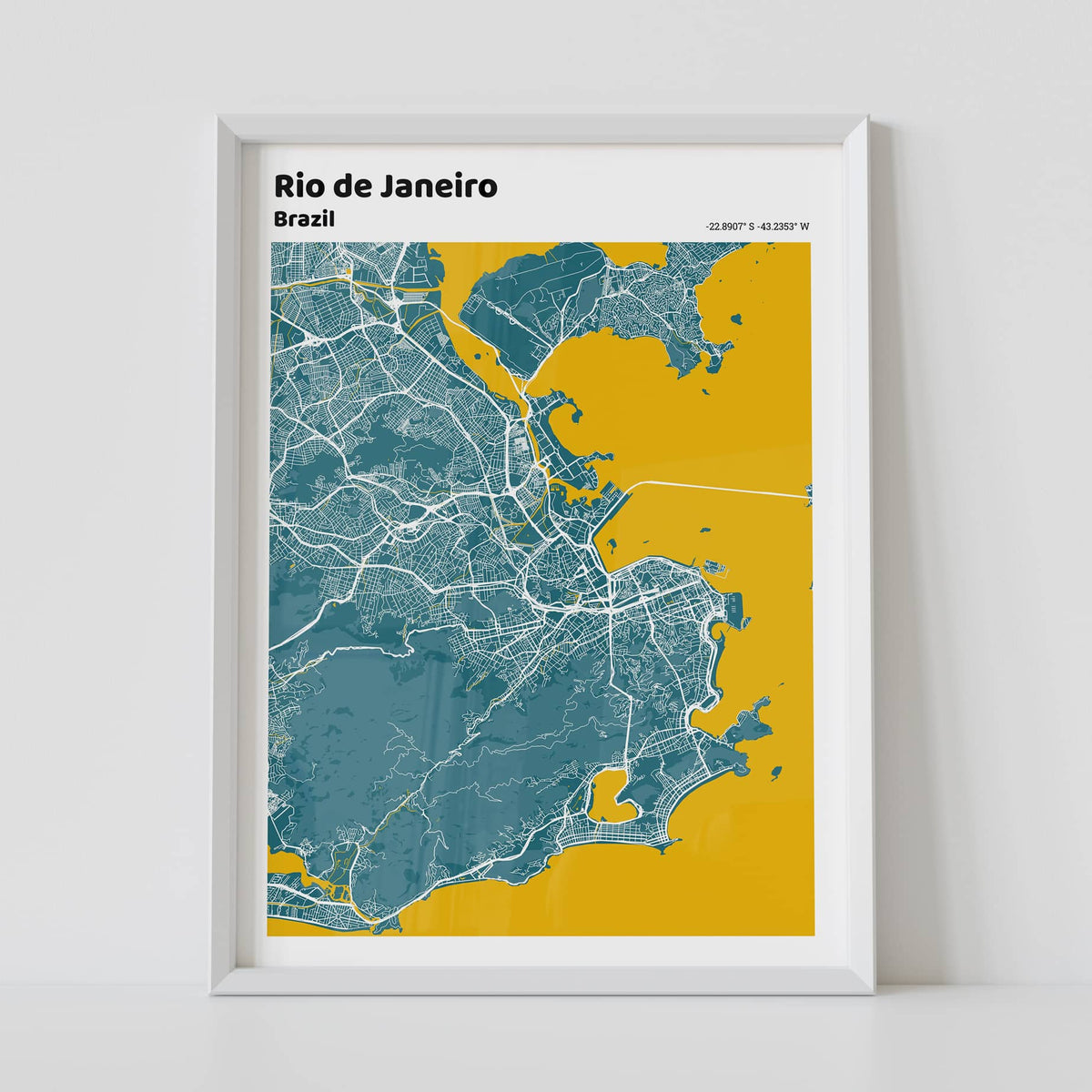 Custom framed city map poster of rio de janeiro jeartmementos