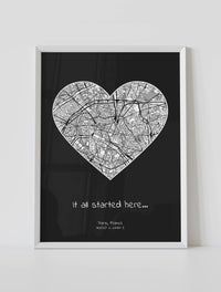 it all started here custom location map by artmementos