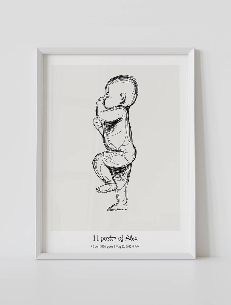 custom framed birth poster gift of a baby