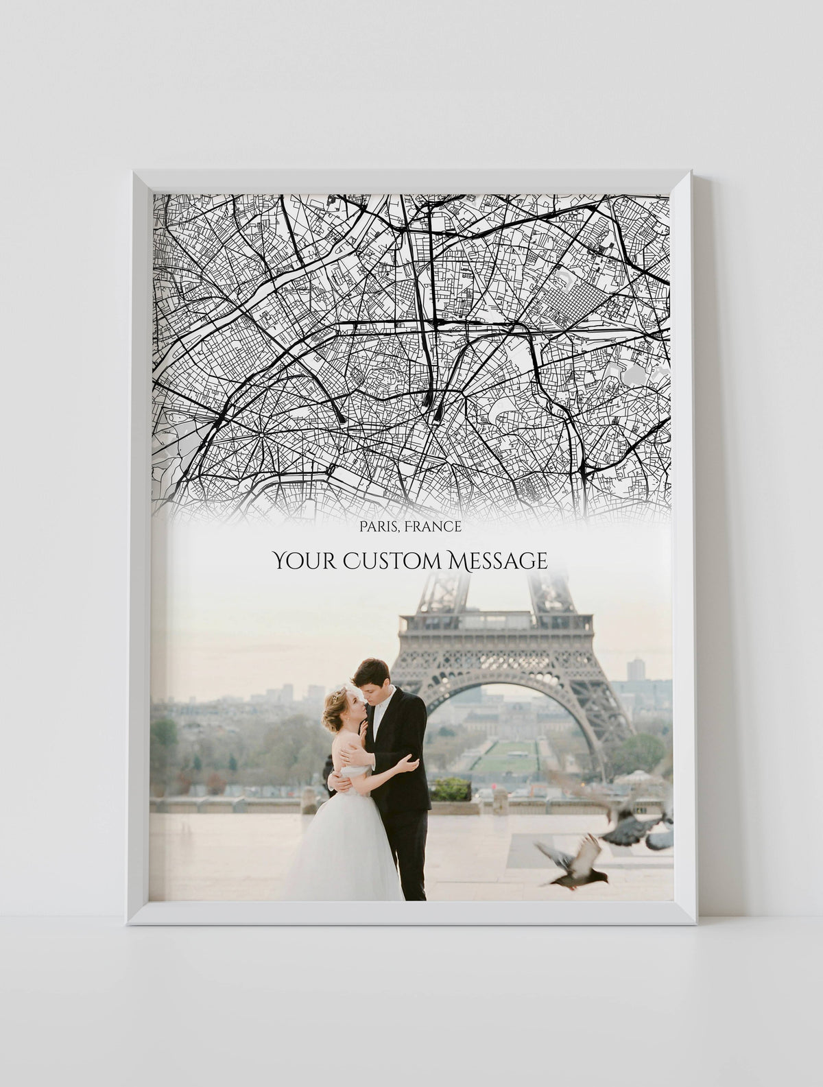 City map with photo comobination poster with white frame by Artmementos