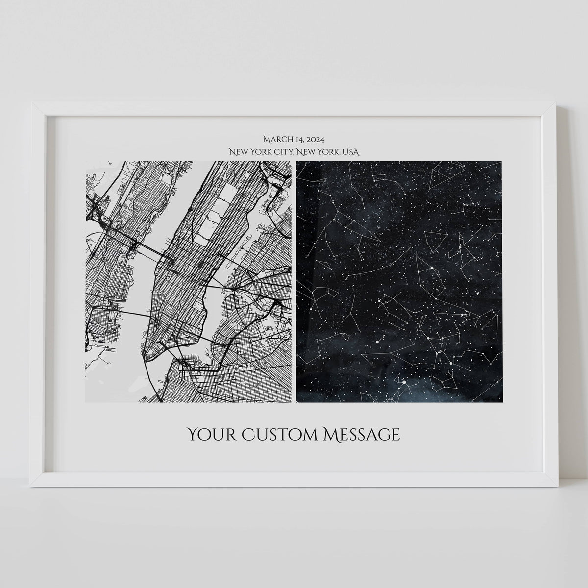 Custom star map with city map poster by Artmementos