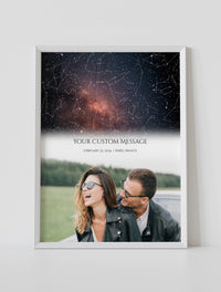 Custom star map with photo poster with frame by Artmementos