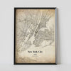 New York City Vintage custom Map framed poster