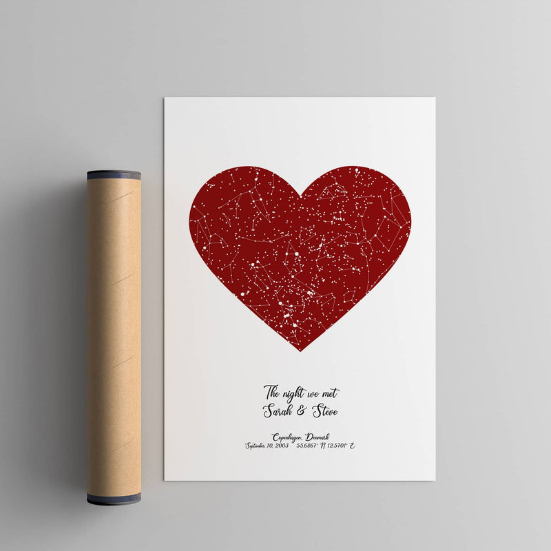 red heart custom constellation map poster 