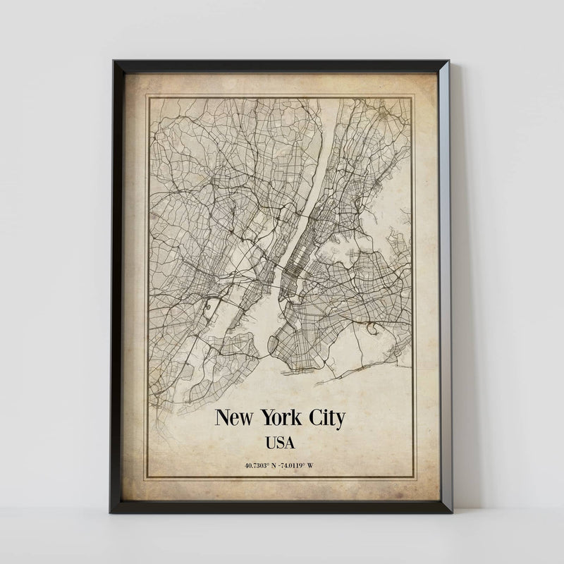 New York City Vintage City Map