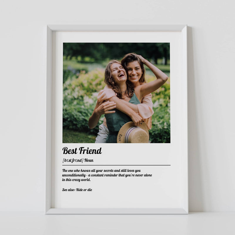 Custom best friend definition poster white wooden frame