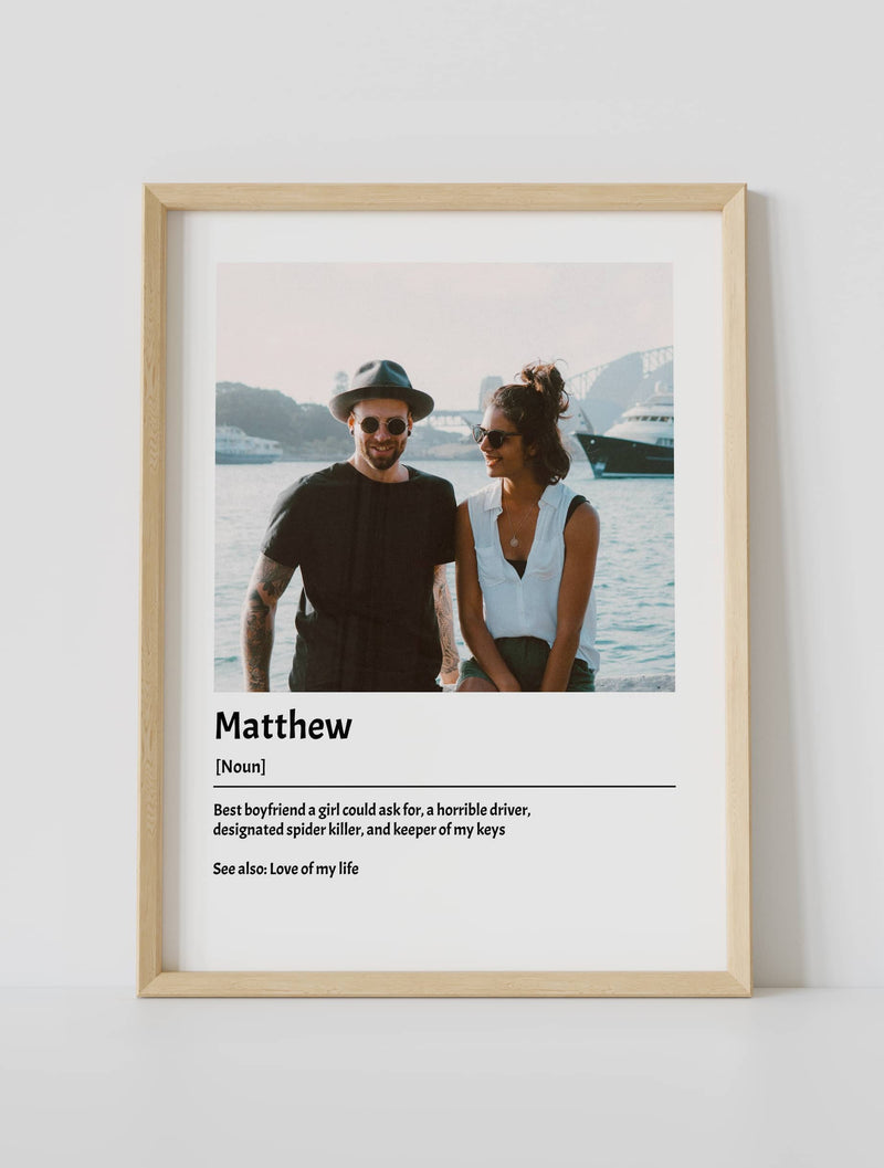 Custom boyfriend name definition poster wooden frame