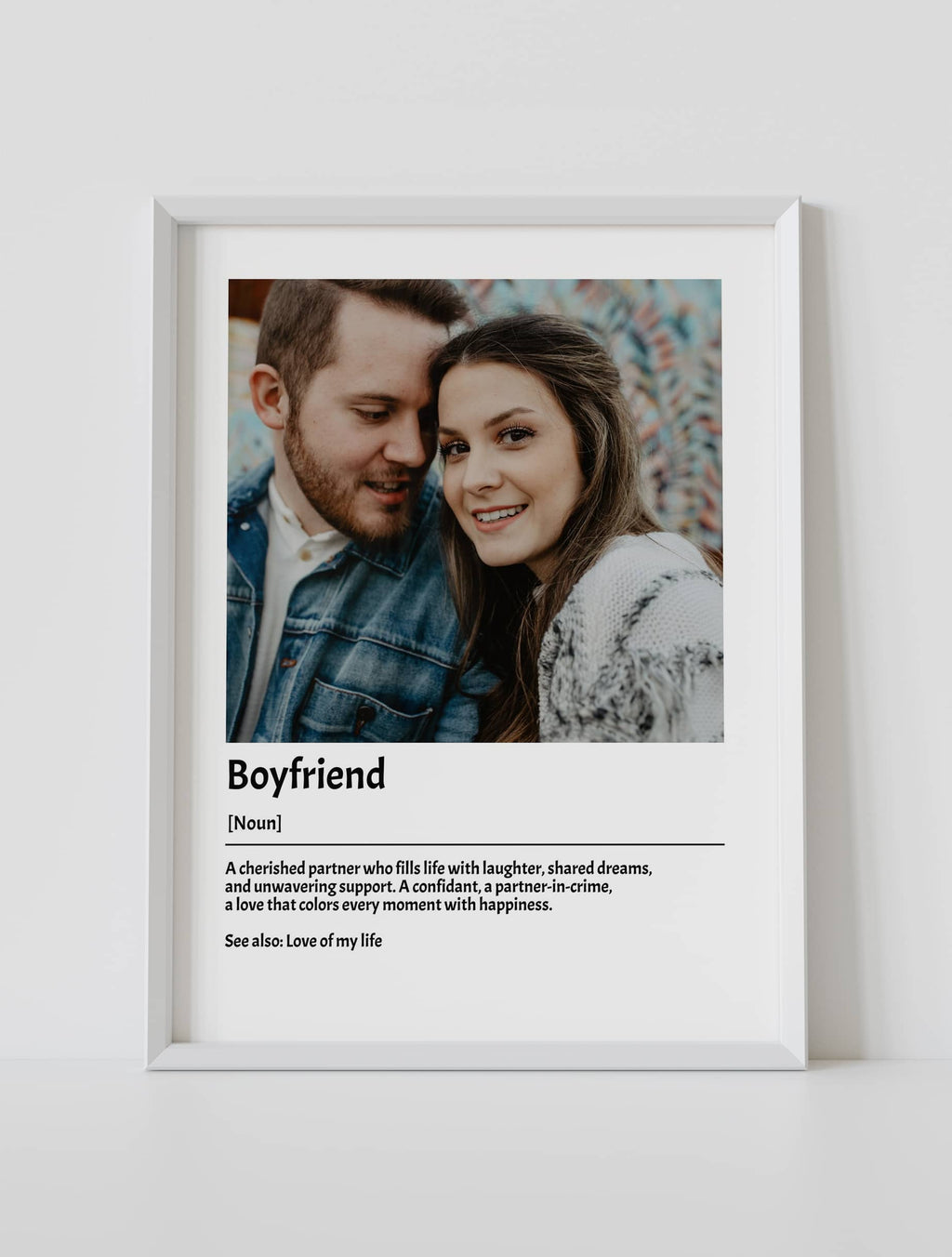 Custom boyfriend definition poster white wooden frame