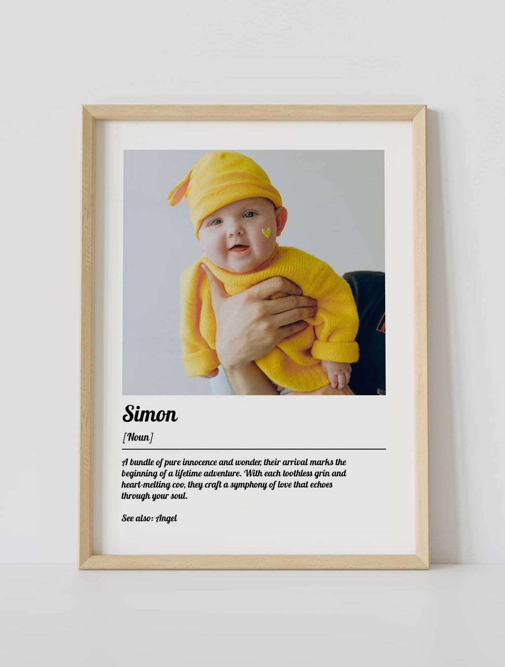 Custom baby name definition poster wooden frame