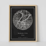 black circle location map poster of Kansas City