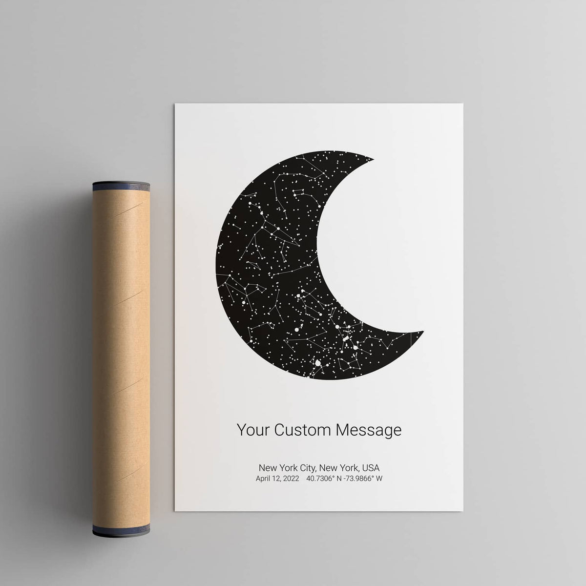 Moon Shape Star Moon-Shaped Star Map Poster - Design Your Own | Artmementos
