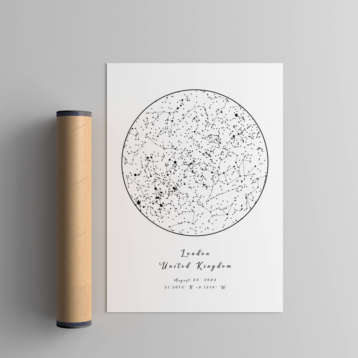 Custom Night Sky Poster- 100% Accurate Constellation Map