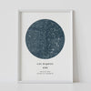 framed blue circle custom star map print Any Location and Date