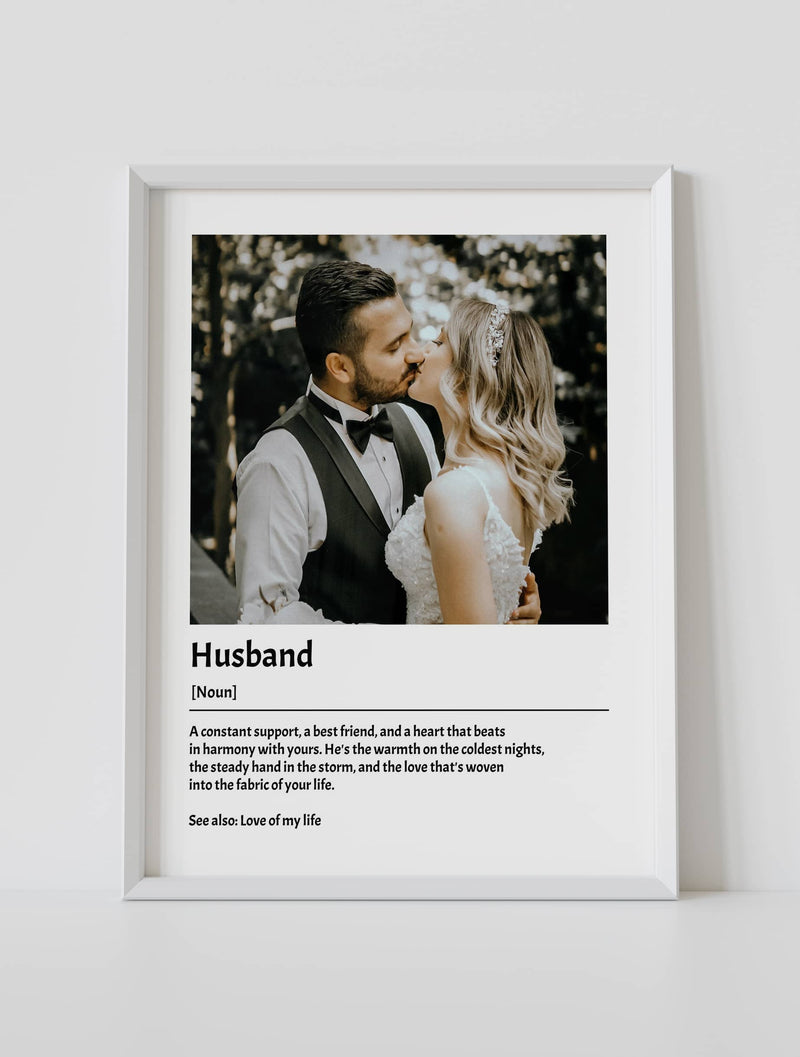 Custom husband definition poster white wooden frame