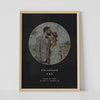 Framed black background custom star map print with photo wall art 