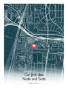 Detailed anniversary Street Map Online "Our first date nicole and scott"
