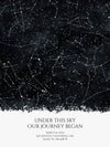 "Under this sky our journey began" Black night sky by date poster
