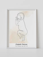 Framed baby birth poster in scale 1:1 nursery wall decor