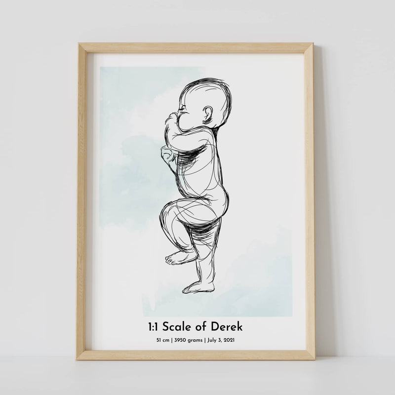 1:1 scaled baby birth poster for a boy