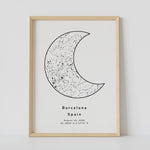A framed constellation map poster, with a personalized quote