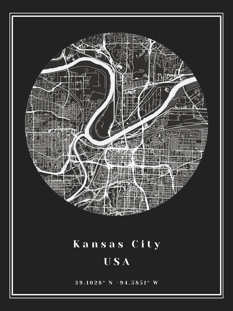 circle location map poster of Kansas City