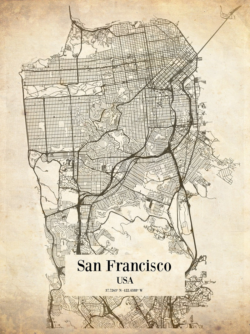 Vintage city map print