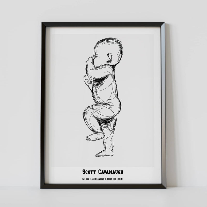 Baby birth poster 1:1 scaled-black frame