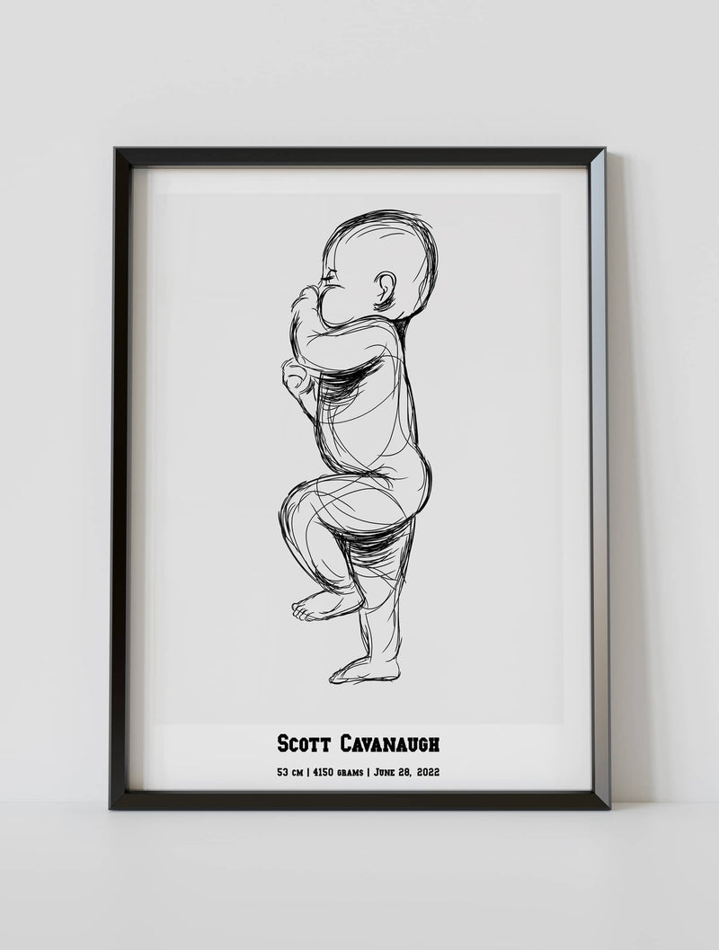 Framed 1:1 Scale Baby Birth Poster