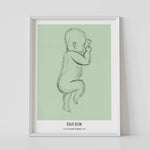 Custom 1:1 scaled baby birth poster green by artmementos