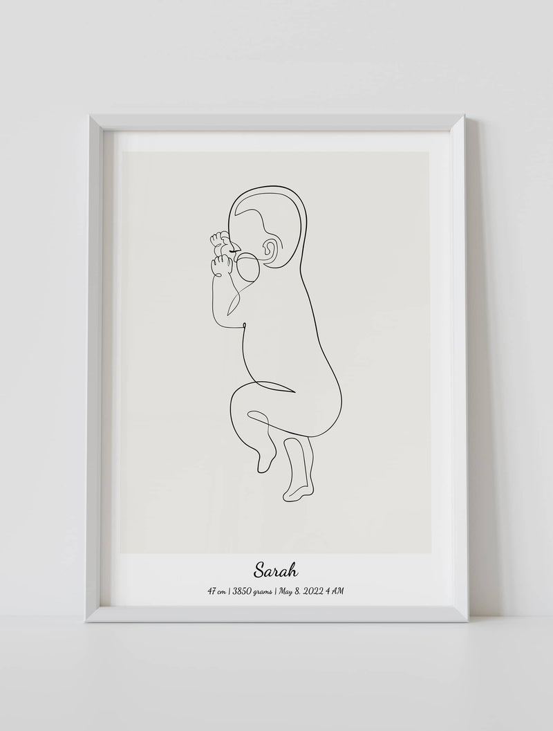 Custom framed baby birth poster 1:1 scaled by artmementos