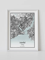 Framed custom city map of istanbul by artmementos