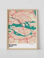  Framed custom city map of Stockholm Sweden artmementos
