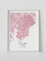   Framed custom city map poster of newcastleby artmementos