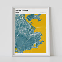 Custom framed city map poster of rio de janeiro jeartmementos