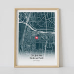 Custom location map framed poster anniversary gift by artmementos